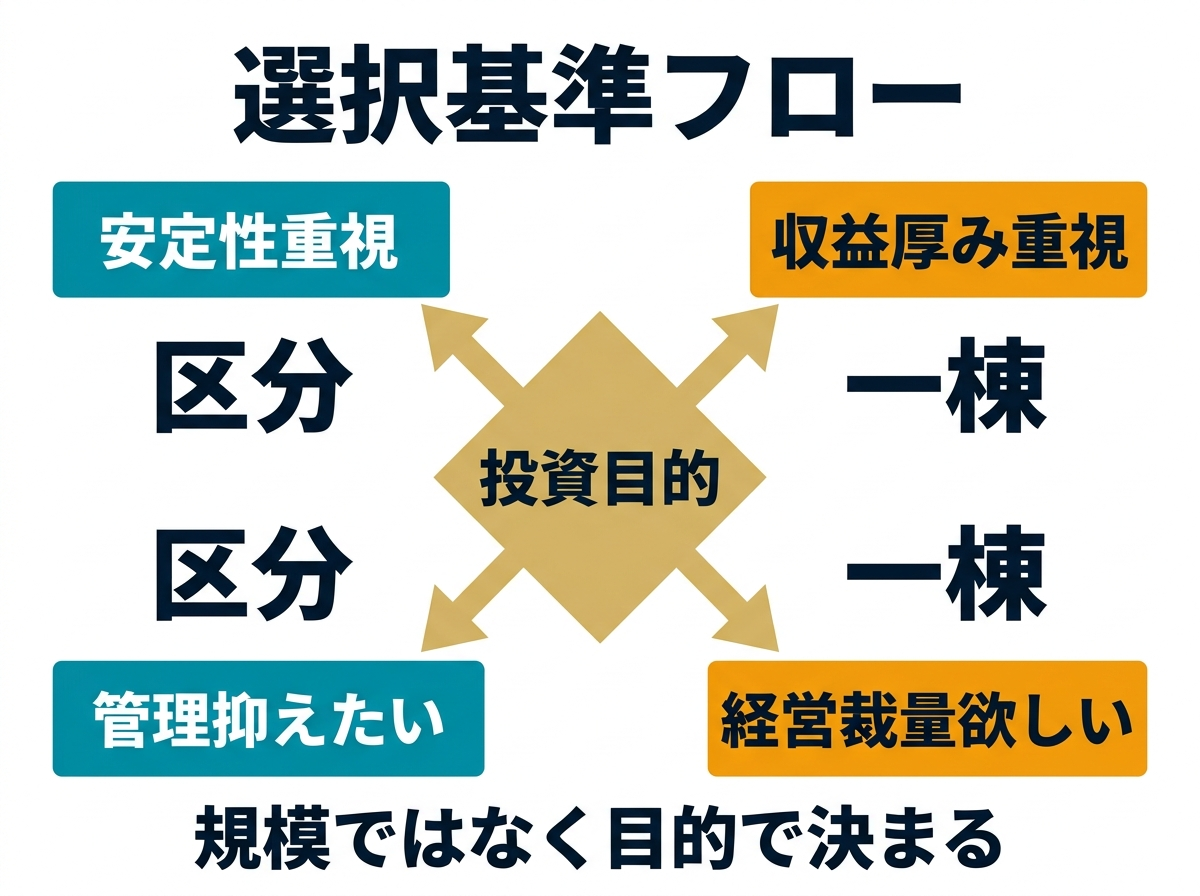 ② 2画像案：投資目的から区分・一棟へ分岐するフローチャート