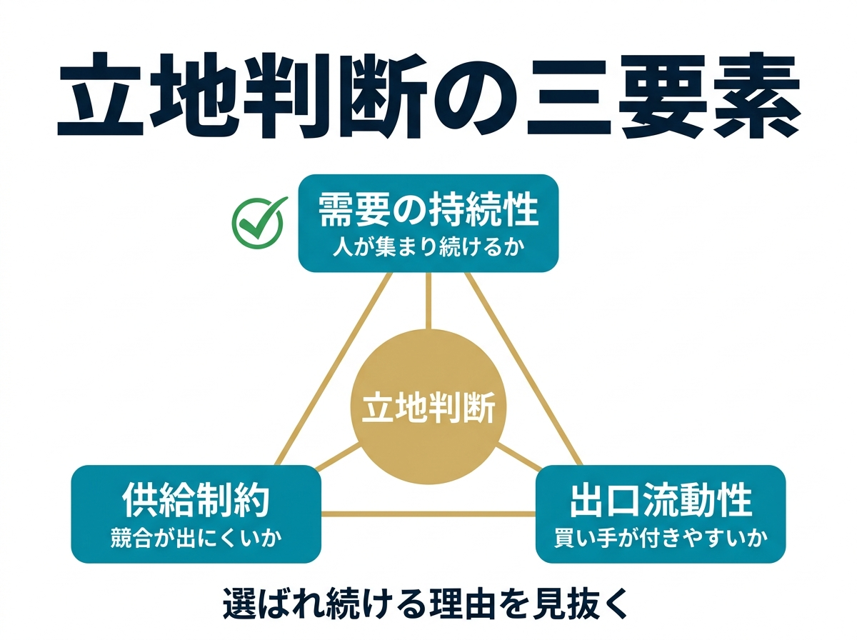 ② 4画像案：立地判断の三要素図