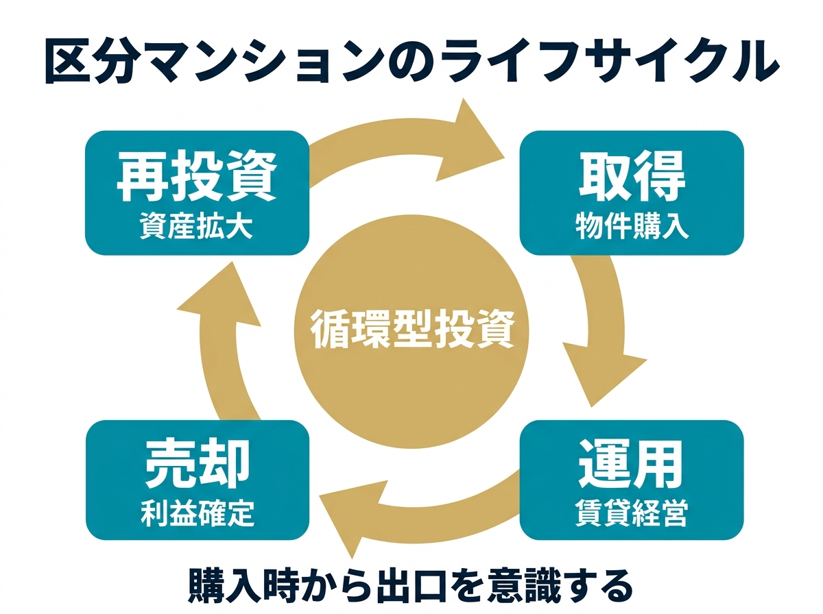 ② 7画像案：購入から売却までの流れを示すライフサイクル図