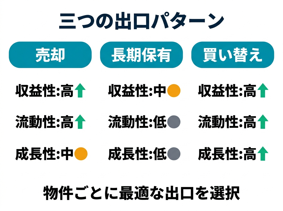 ② 7画像案：３つの出口パターンの比較図