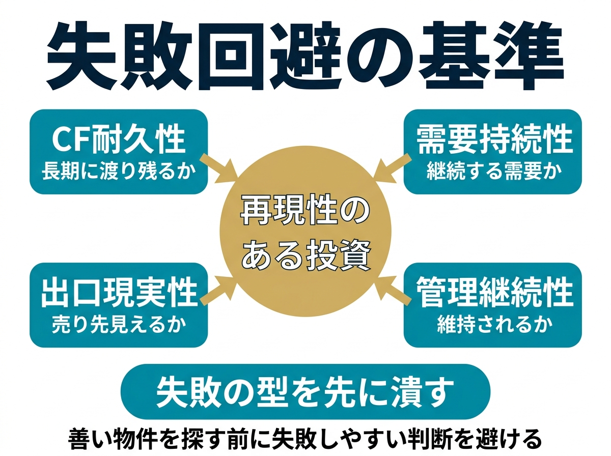 ② 8画像案：判断基準三要素と出口視点を重ねた相関図