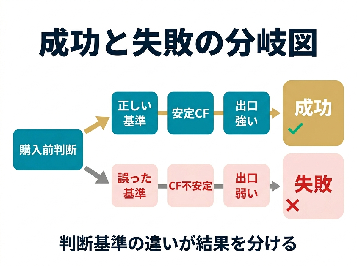 ② 8画像案：成功パターンと失敗パターンの分岐図