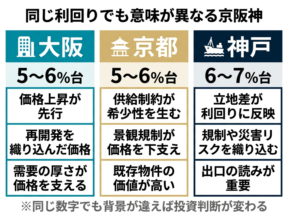 ③ 11画像案：大阪・京都・神戸で、同じ「5％台」「6％台」でも意味が異なることを示すエリア比較図